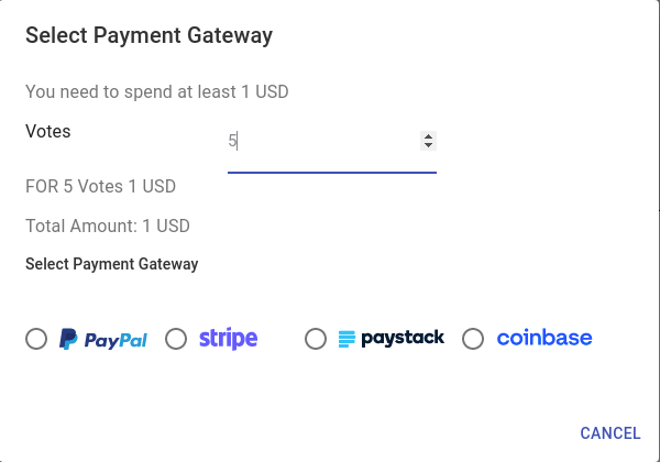 Select Buy Votes Payment Gateway